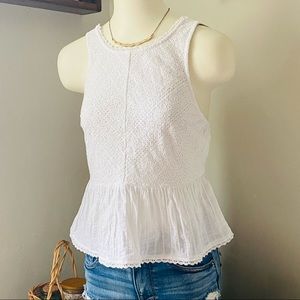 American Eagle High Neck Low Back Peplum Top